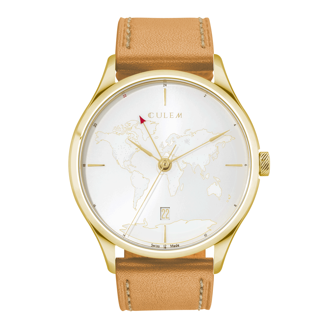 Gold Lights GMT Watch Minimalist world map dial